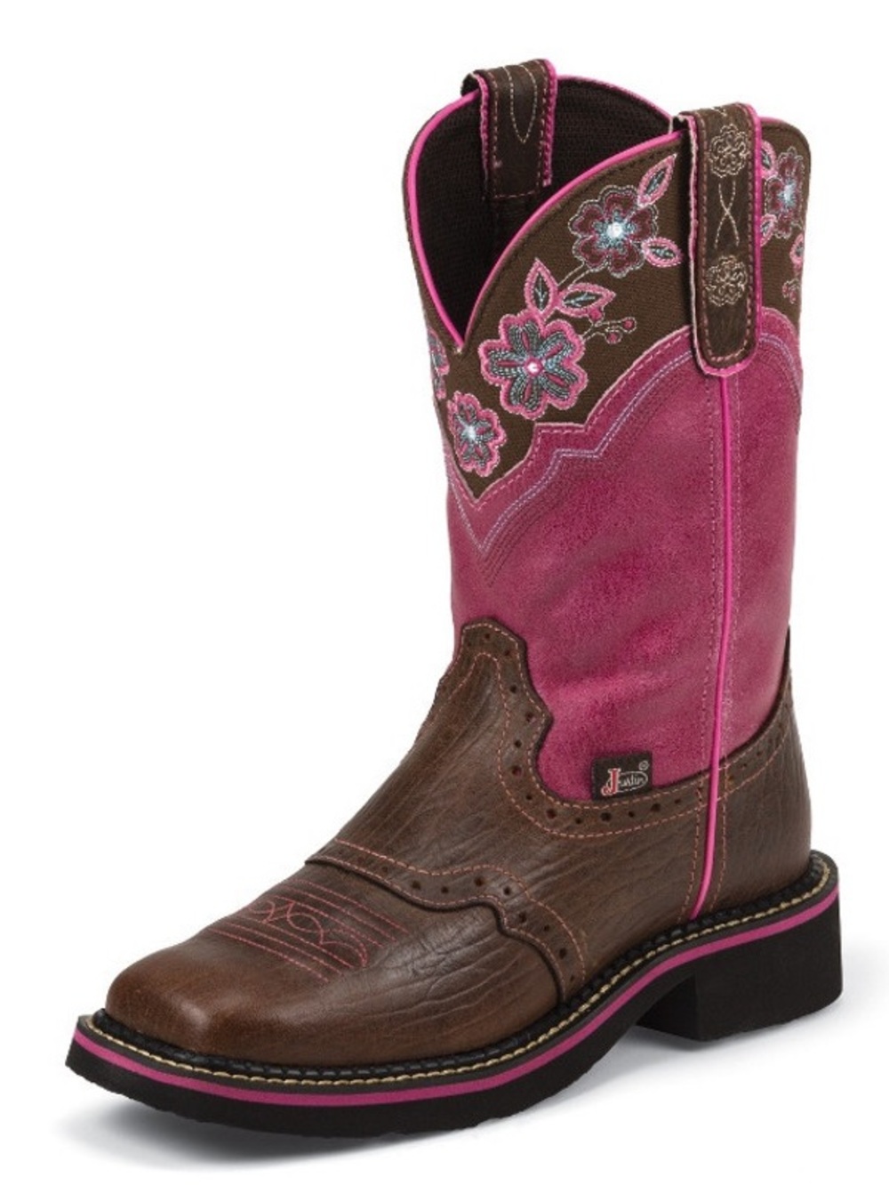 Justin Gypsy Starlina Pink Square Toe Western Boots